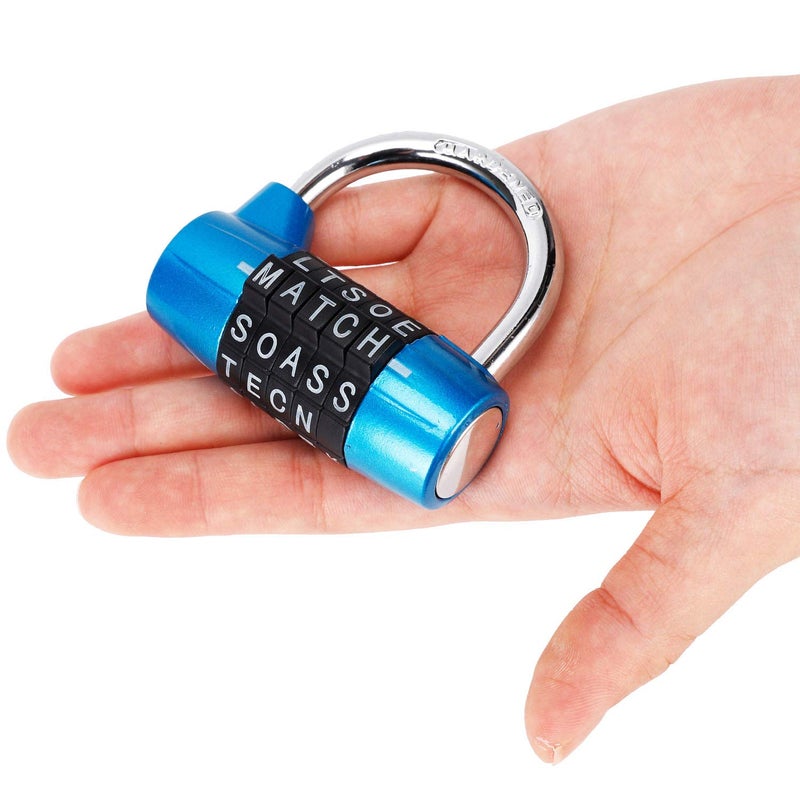Cluckyu Gym Locker Lock,5 Letter Heavy Duty Alloy Padlock Password Sturdy Security Padlock-Easy to Set Your Own Keyless Resettable Combo-Blue - Image 4